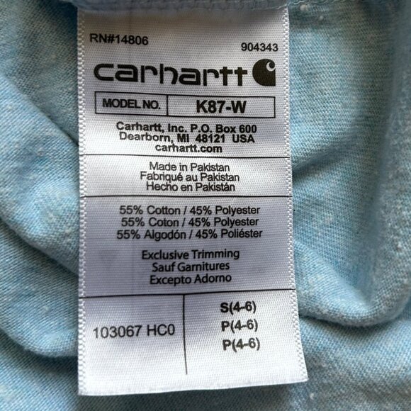 Carhartt Loose Fit Light Blue Front Pocket T Shirt Size Small - Picture 5 of 7